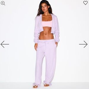 SKIMS NWT Purple Heather Cotton Fleece Straight Leg Pants Size Small